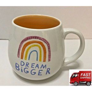 Prima Design DREAM BIGGER Ceramic Coffee Tea Mug with Rainbow. Great Gift